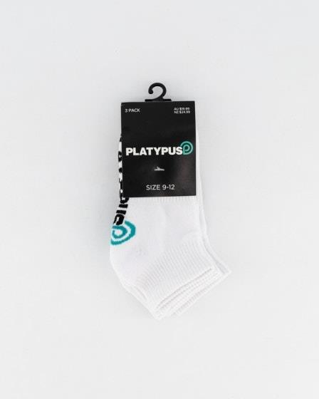 Platypus Socks Kids Platypus Ankle Socks 3 PK White