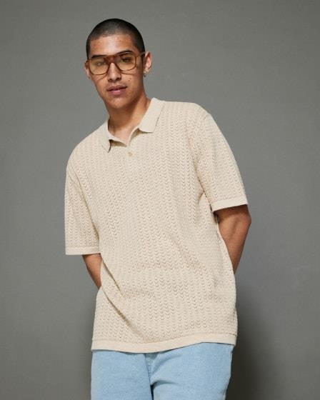 Barney Cools Knitted Polo Sandstone