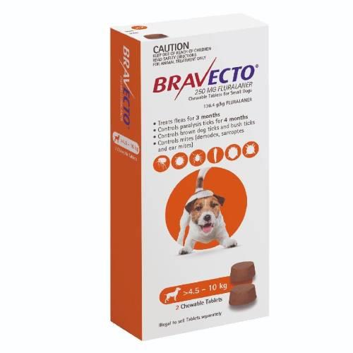 Bravecto Small 4.5-10kg Orange Dog Chew Treatment 2 pack (6 month)