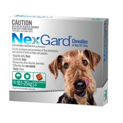 NexGard Medium 10 - 25kg Green 3 pack