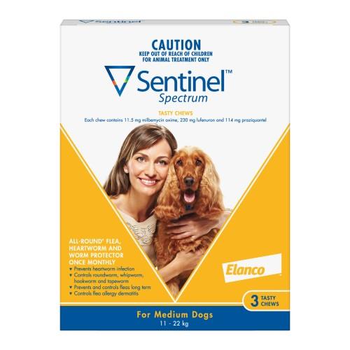 Sentinel Spectrum Chews Medium Yellow 3 pack