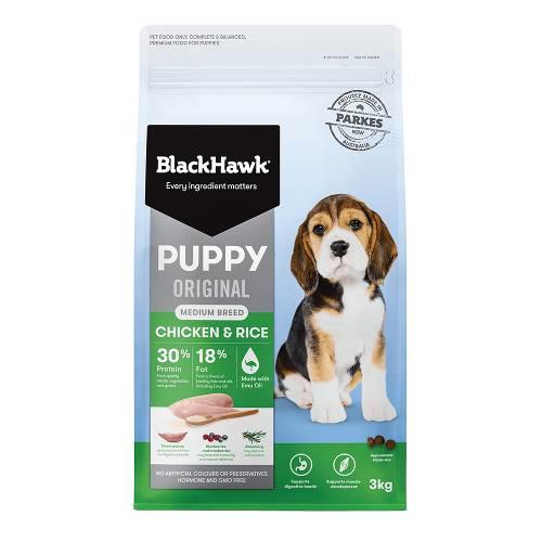 Black Hawk Dog Food Puppy Medium Breed Chicken and Rice 3kg