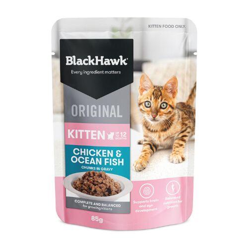 Black Hawk Kitten Chicken and Oceanfish in Gravy Pouches 12 x 85g
