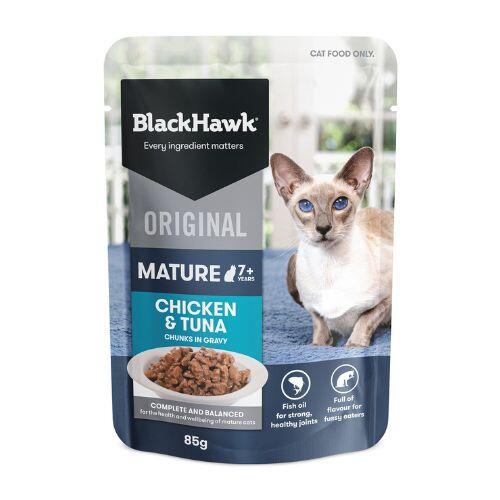 Black Hawk Mature Cat 7+ Chicken and Tuna in Gravy Pouches