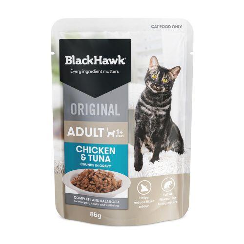 Black Hawk Adult Cat Chicken and Tuna in Gravy Pouches
