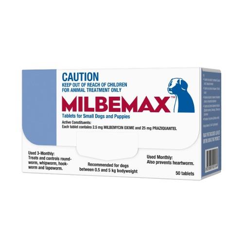 Milbemax Allwormer Dog Under 5kg 50 tablets