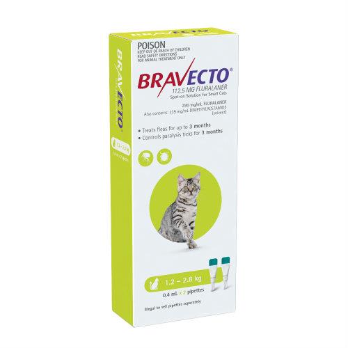 Bravecto Cat Small 1.2-2.8kg Green Spot On Treatment 2 pack