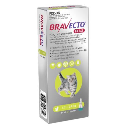 Bravecto Plus Kittens and Small Cats 1.2-2.8kg Green 1 pack