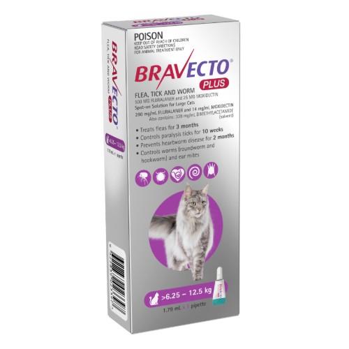 Bravecto Plus Large Cats 6.25-12.5kg Purple 1 pack