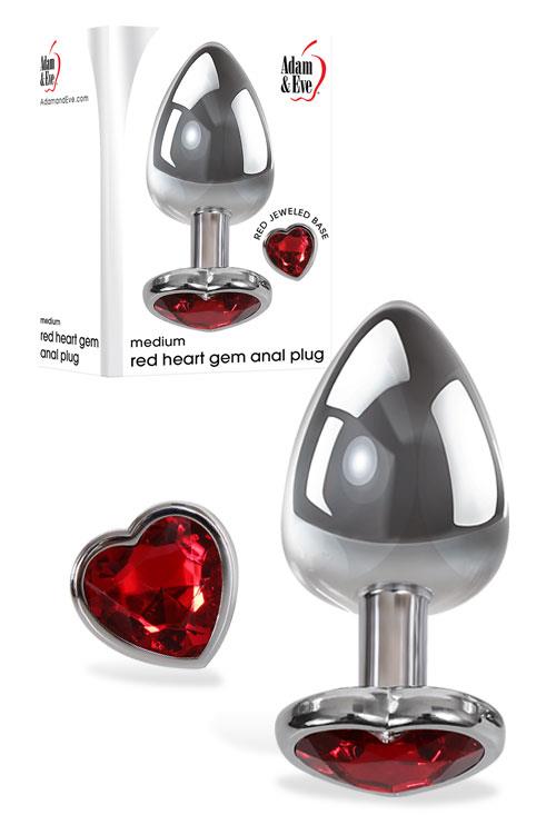 Adam and Eve Medium 3.25" Jewel Heart Base Metal Butt Plug