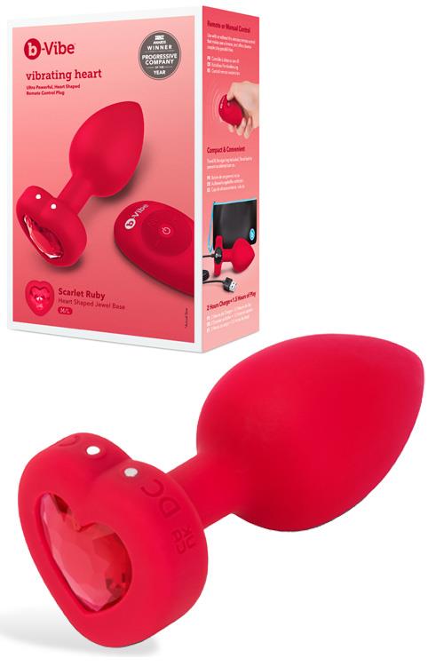 B-Vibe Scarlet Heart 4.1" Large Vibrating Butt Plug