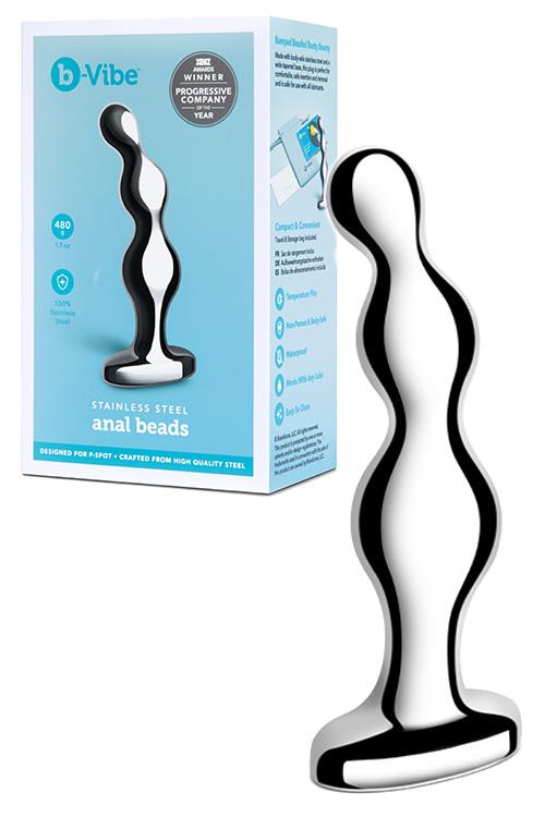 B-Vibe 5" Stainless Steel Anal Beads