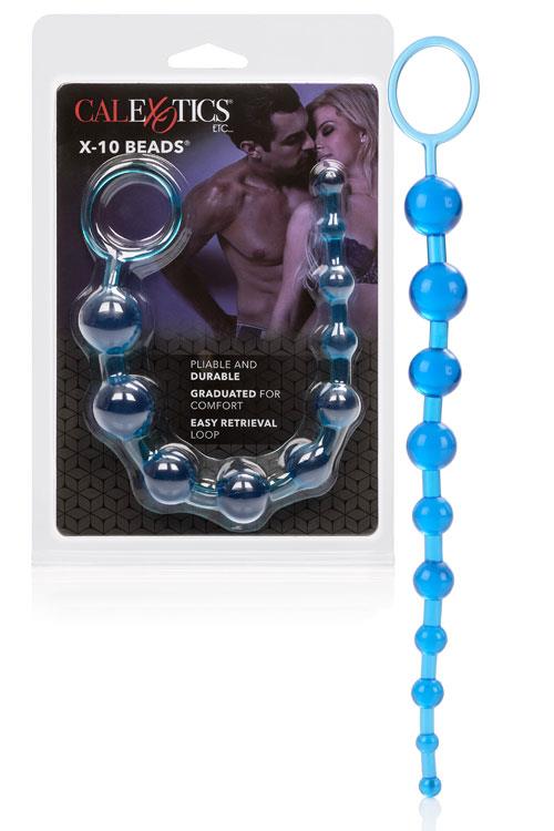 California Exotic 11" Blue Pliable Cord Anal Beads