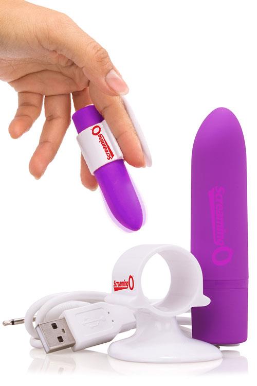 Screaming O 3.9" Finger Cradle, Charge Stand & Bullet Vibrator
