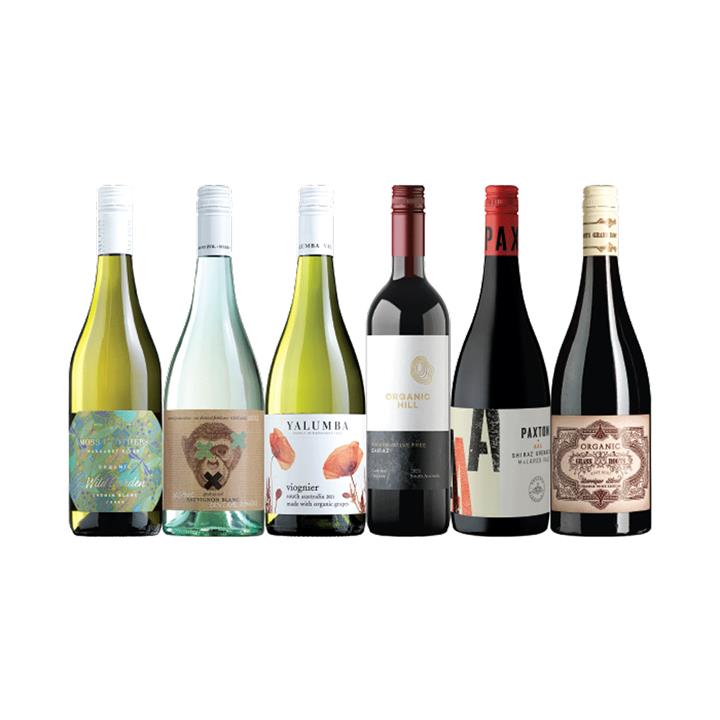 Aussie Organic Mixed 6-pack, Australia multi-regional Mixed Red and White Wine Pack, Wine Selectors
