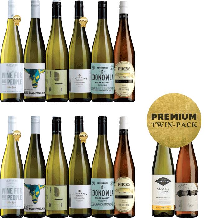 Clare Valley Riesling Dozen with Extra-premium Twin Pack, Clare Valley Riesling Wine Case, Wine Selectors