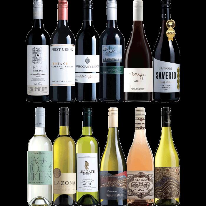 Value Plus Mixed Dozen, Australia multi-regional Mixed Red and White Wine Case, Wine Selectors