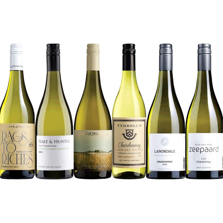 Premium Chardonnay 6-Pack, Australia multi-regional Chardonnay Wine Pack, Wine Selectors