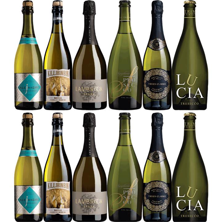 Sparkling And Prosecco Medley Dozen, Australia multi-regional Sparkling White Wine Case, Wine Selectors