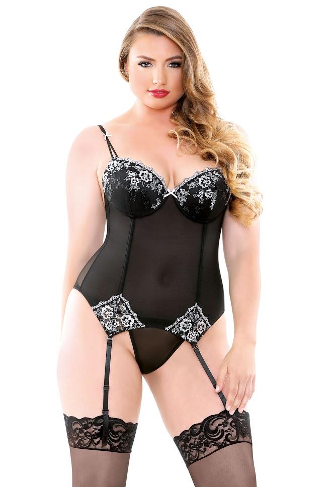 Curve - Anne Embroidered Corset & G-string (1X/2X)