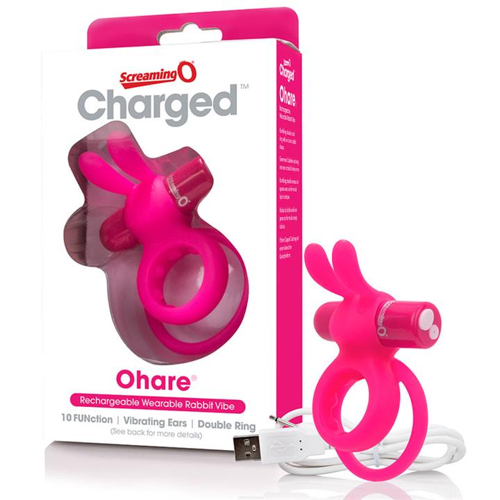 Charged - Ohare Rechargeable Rabbit Vibe Cockring by Screaming O (Pink)