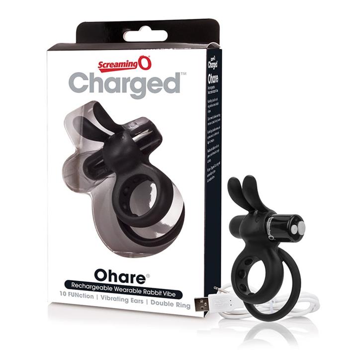 Charged - Ohare Rechargeable Rabbit Vibe Cockring by Screaming O (Black)