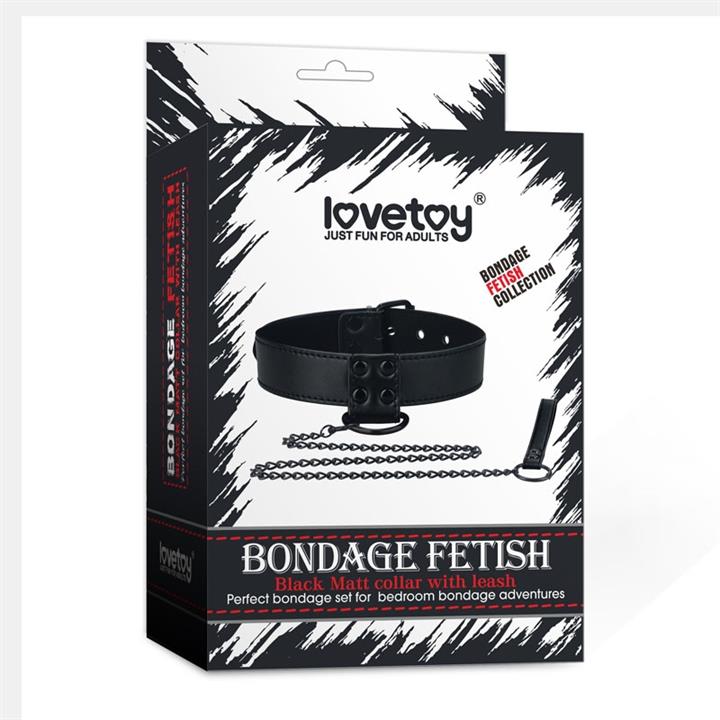 Bondage Fetish - Black Matt Collar With Leash