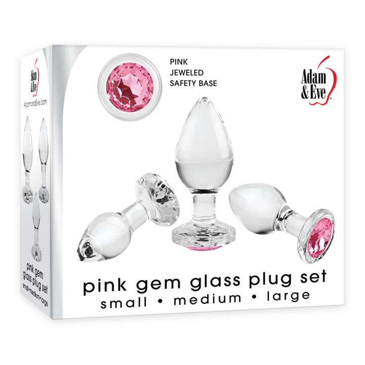 Adam & Eve - Pink Gem Glass Butt Plug Set