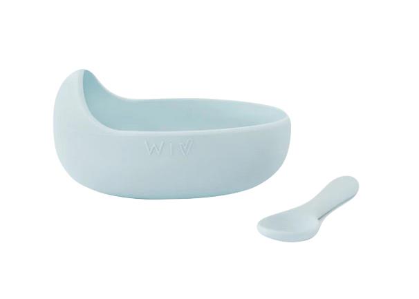 Silicone Bowl and Spoon Set Blue