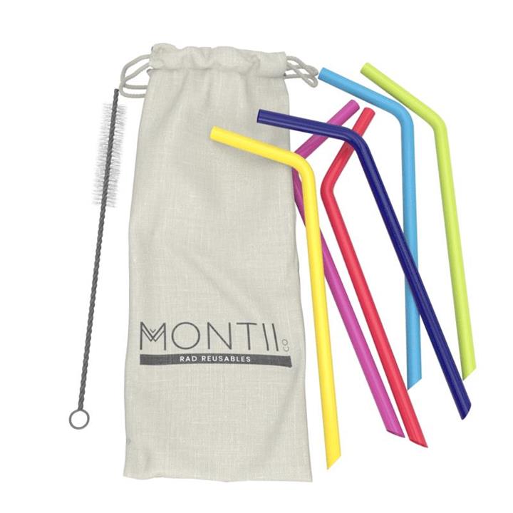 MontiiCo Reusable Silicone Straws (6 PACK)