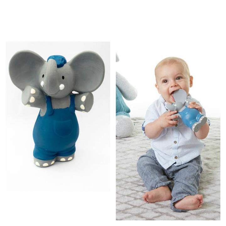 Alvin the Elephant Natural Rubber Squeaker Toy Teether