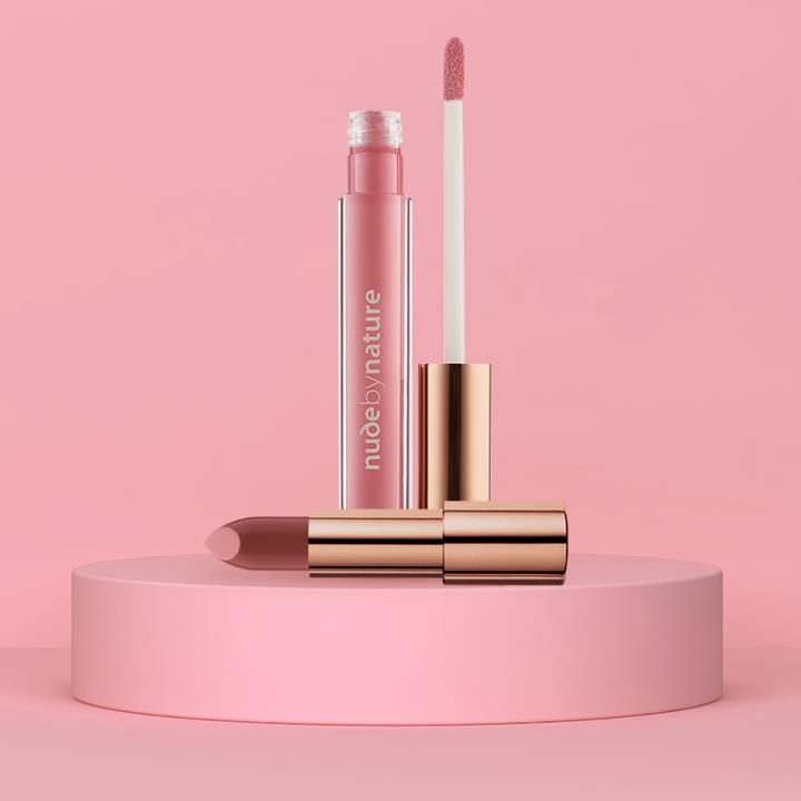 Nude by Nature - Moisture Shine Lipstick & Moisture Infusion Lipgloss Duo 01 Bare Pink 01 Bare Pink