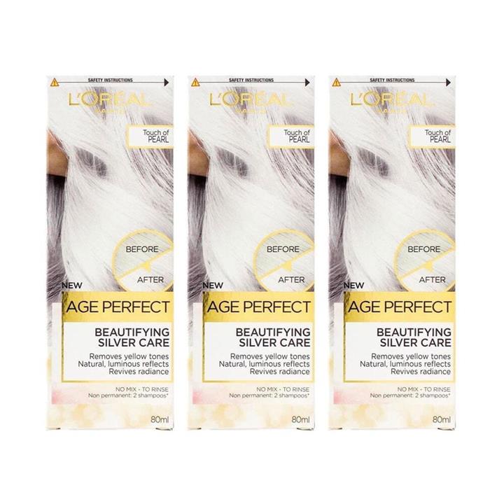 3x L'Oreal Age Perfect Beautifying Silver Care Touch Of Pearl 80ml