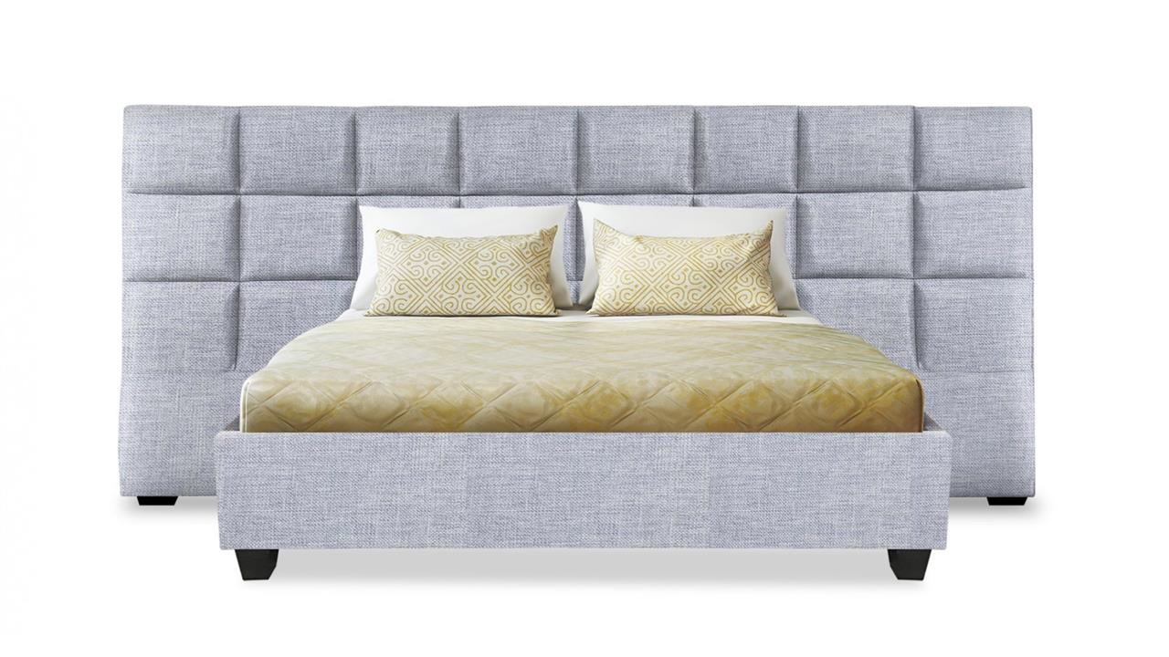 Boxy custom upholstered wide bed head