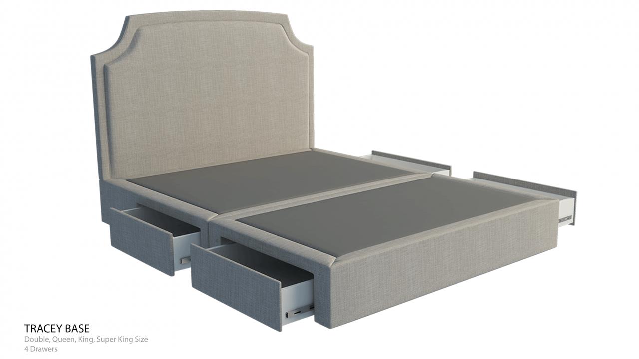 Christopher custom upholstered bed frame with choice of storage base