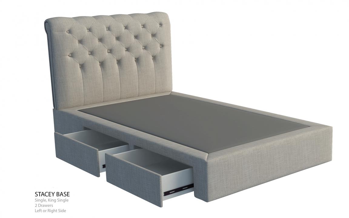 Winchester custom upholstery bed frame with choice of storage base