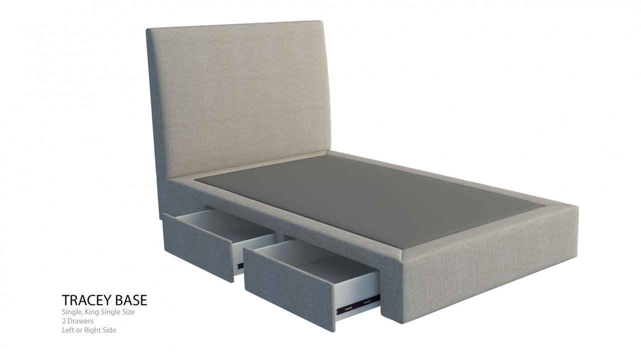 Byron custom upholstered bed with choice of storage base