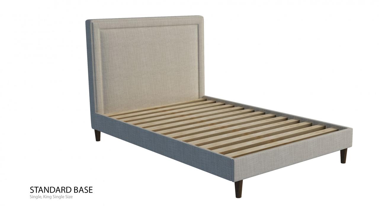 Astor custom upholstered bed with choice of standard base