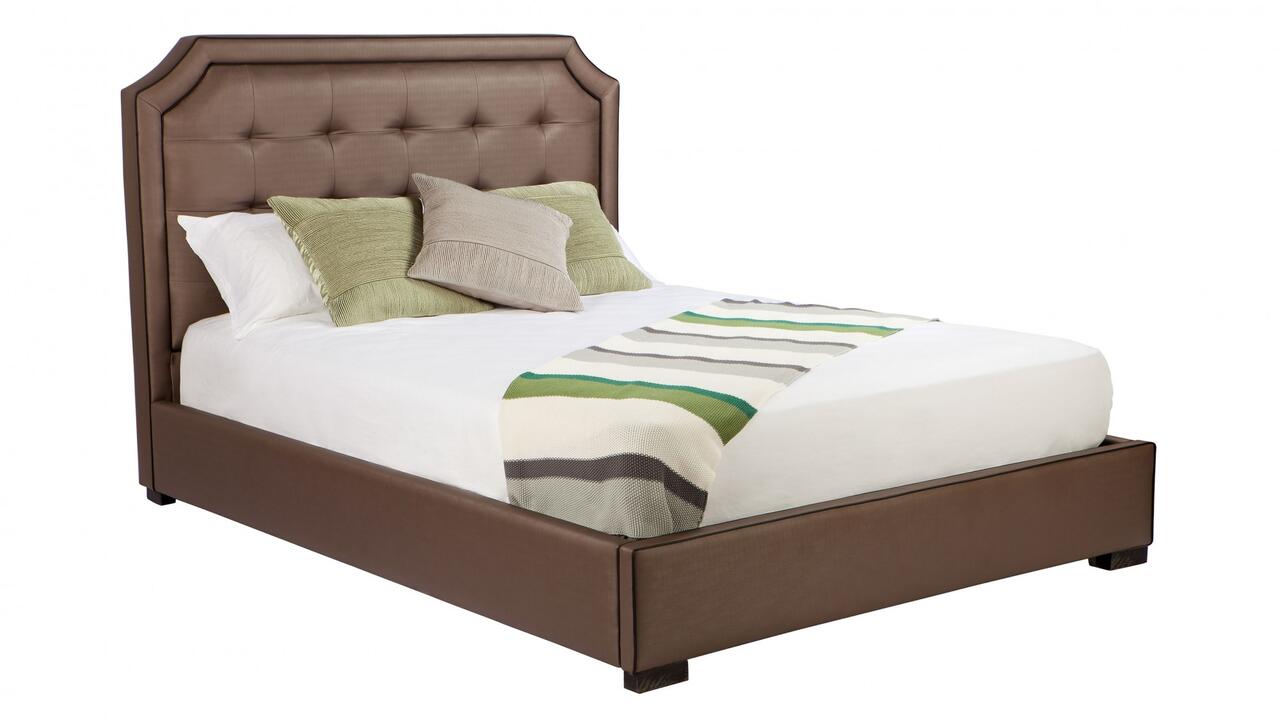 Montreal custom upholstered bed with deluxe base discounted display model