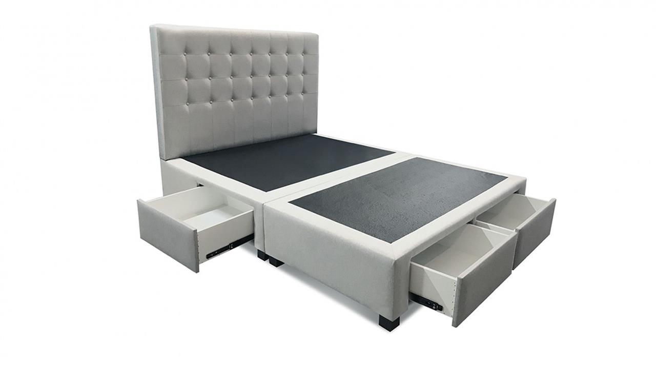 Bailey custom upholstered bed frame with choice of storage base