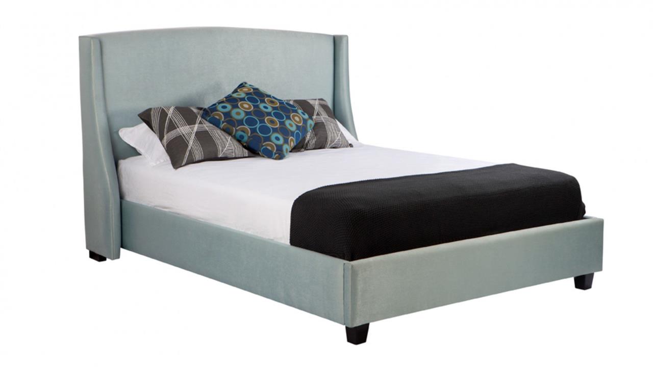 Elizabeth custom wing upholstered bed frame with choice of standard base