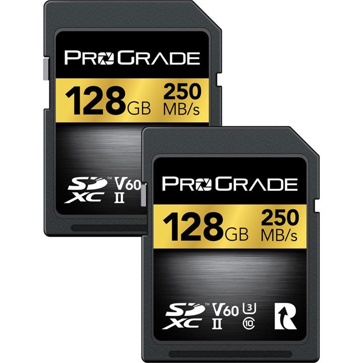 128GB SDXC UHS-II V60 2 Pack Gold Memory Card