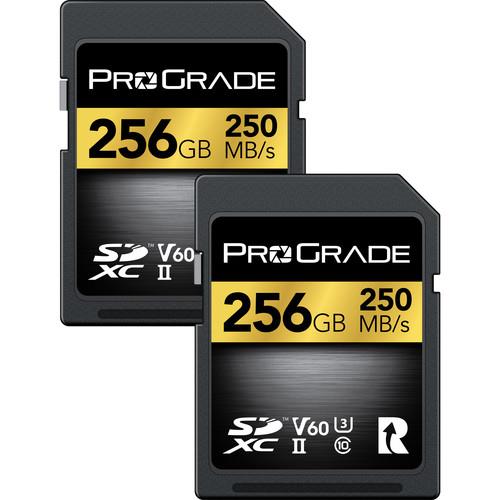 256GB SDXC UHS-II 250MB/s Gold Memory Card 2 Pack - V60