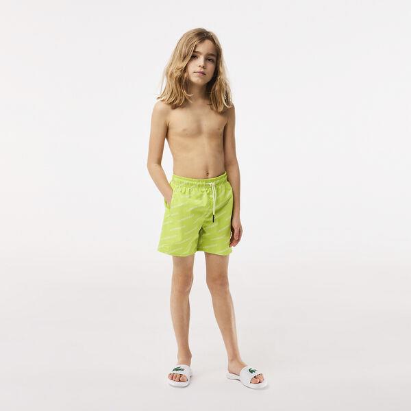 Boys' Printed Recycled Polyester Swim Trunks