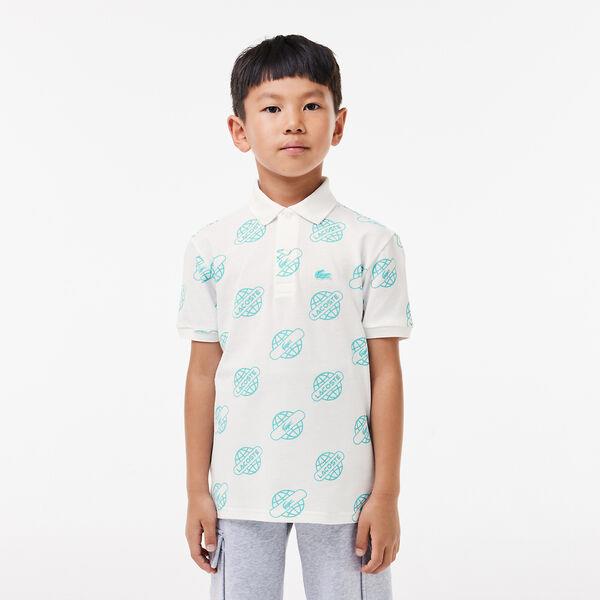 Kids' Cotton Piqué Print Polo Shirt
