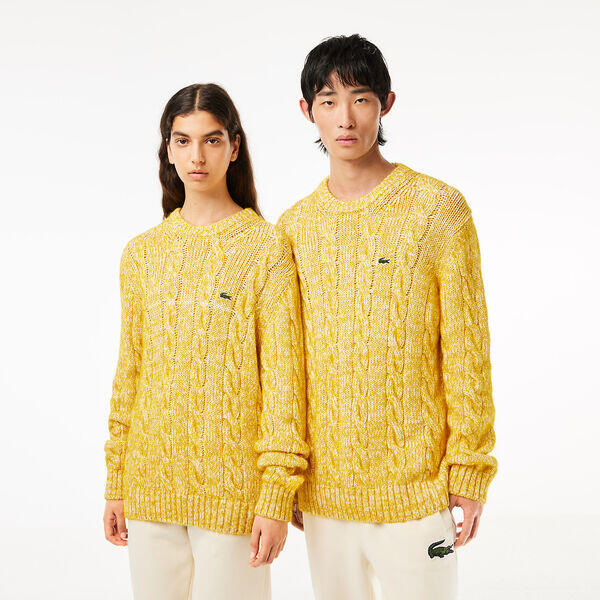 Unisex Cotton/Mercerized Alpaca Cable Knit Sweater