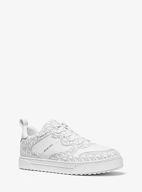 MK Baxter Logo and Leather Trainers - White/black - Michael Kors