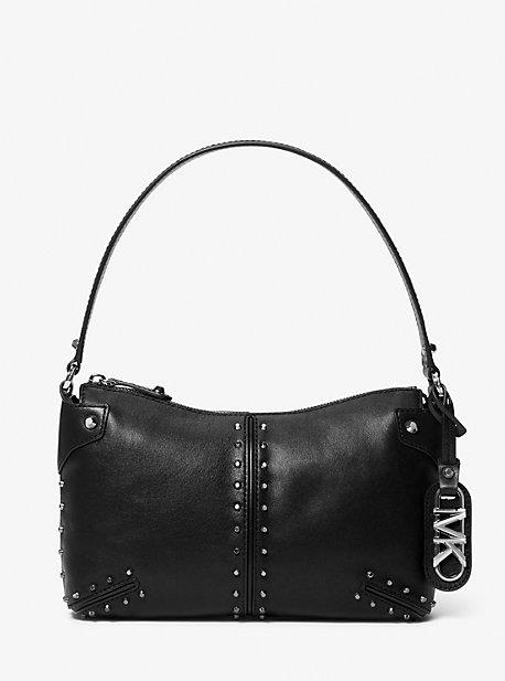 MK Astor Large Studded Leather Shoulder Bag - Black - Michael Kors
