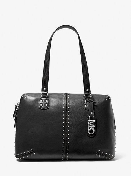 MK Astor Large Studded Leather Tote Bag - Black - Michael Kors