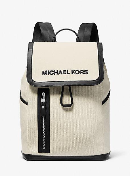 MK Brooklyn Cotton Canvas Backpack - Natural - Michael Kors